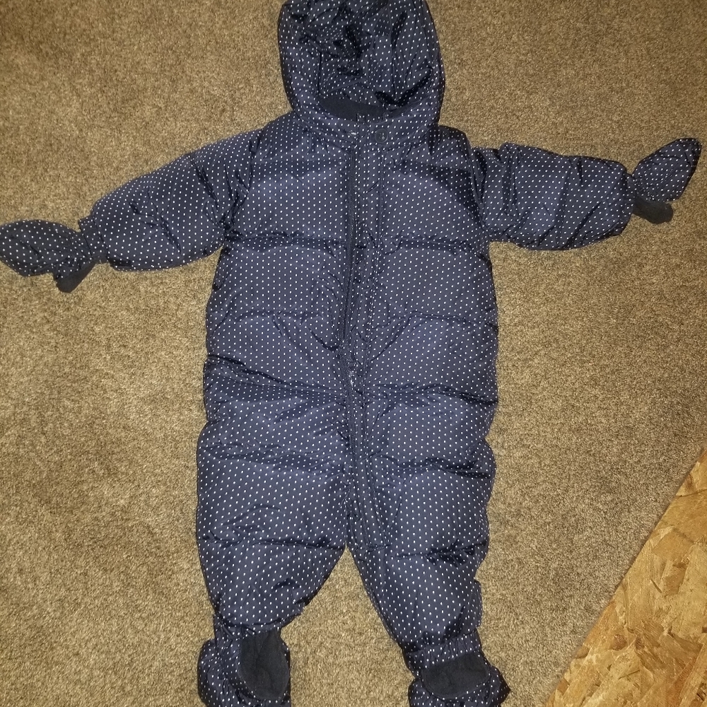 Baby Gap Snowsuit, 6-12, Blue Polka Dot